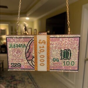 Crystal Money Clutch with Chain